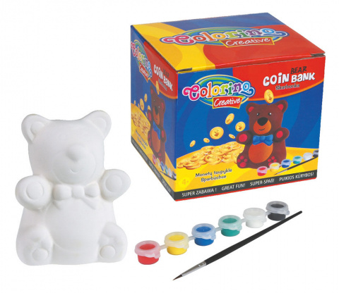 Pokladnička Colorino medvídek + barvičky a štětec