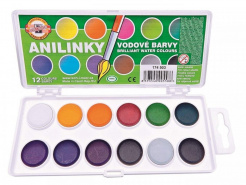 Vodové barvy Anilinky 12 barev, průměr 22mm KOH-I-NOOR foto