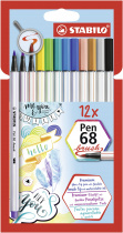 STABILO Pen 68 brush sada 12 barev - štětcový hrot foto