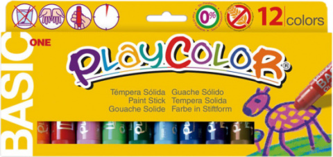 Playcolor 12ks tuhé temperové barvy vodou roztíratelné