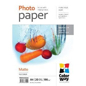 Fotopapír A4 lesklý 190g/m2  mat 20 listů Color Way inkoustový tisk