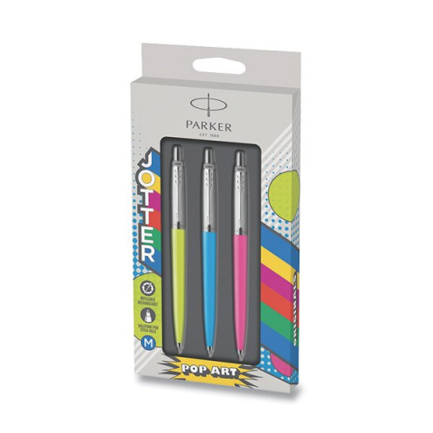 Parker Jotter Originals PopArt Trio, 3 ks - kuličková tužka Lime, Sky blue a Hot