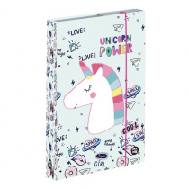 Box na sešity A5 s gumou JUMBO 4cm Unicorn foto