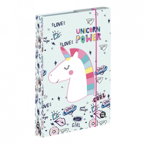 Box na sešity A5 s gumou JUMBO 4cm Unicorn