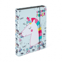 Box na sešity A4 s gumou JUMBO 4cm Unicorn foto