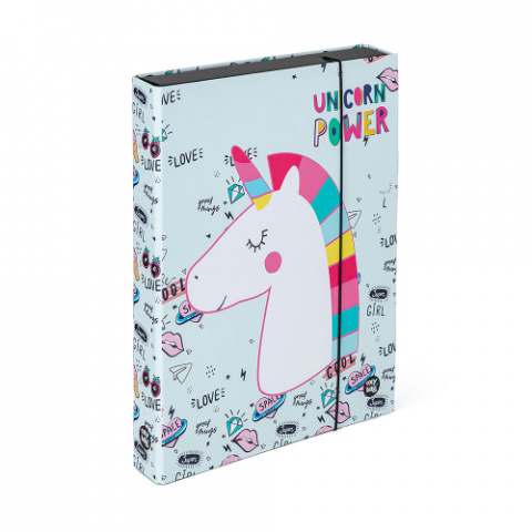 Box na sešity A4 s gumou JUMBO 4cm Unicorn