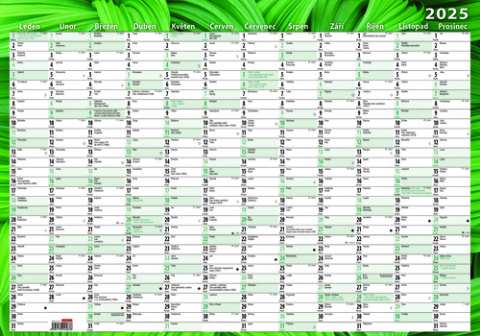 Kalendář nástěnný BKA10-25 Jednolistý roční A2 600x420mm listy
