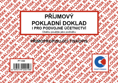 Příjmový pokl. doklad A6 Bal. podvojné úč. sp. PT030