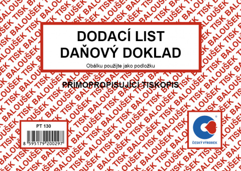 Dodací listy - daňový doklad A6 Bal. sp. PT130