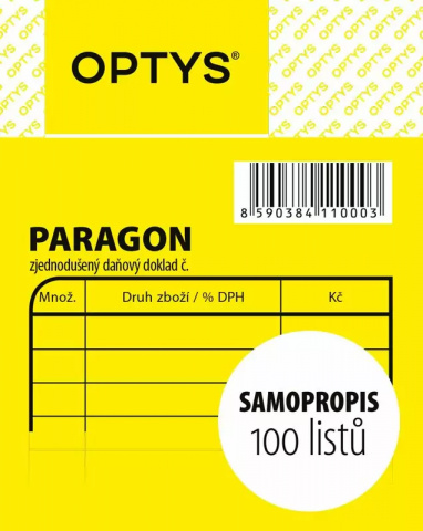 Paragon zjednodušený daňový doklad sp. OP1100