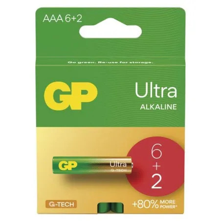 Baterie GP AAA alkalická Ultra 1,5V  6+2ks