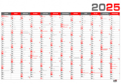 Kalendář nástěnný BKA5-25 Jednolistý roční B1 964x670mm červený foto