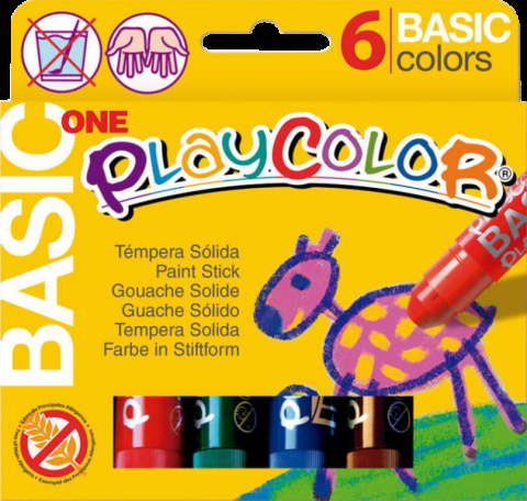 Playcolor  6ks tuhé temperové barvy vodou roztíratelné