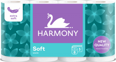 Toaletní papír Harmony Soft White 8ks 3-vrstvý