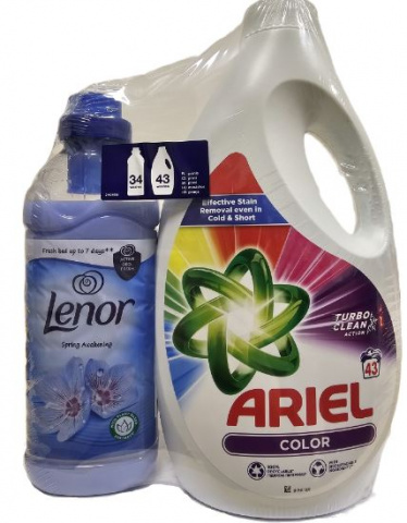 Ariel gel 43PD 2.15L Color + Aviváž Lenor 34PD Spring AKCE