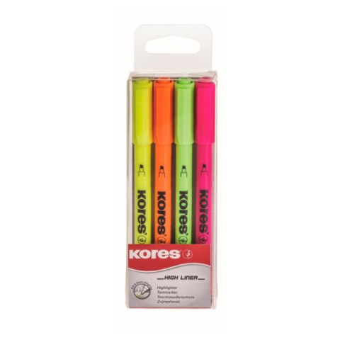 Zvýrazňovače KORES High Liner 4 barvy neon 0,5-3,5mm