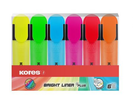 Zvýrazňovače KORES Bright Liner Plus 6 barev NEON 0,5-5mm