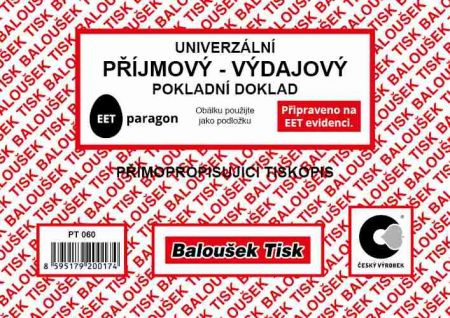 Univezální příjmový-výdajový pokl. doklad A6 Bal.sp. PT060