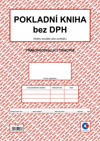 Pokladní kniha bez DPH A4 sp. PT238