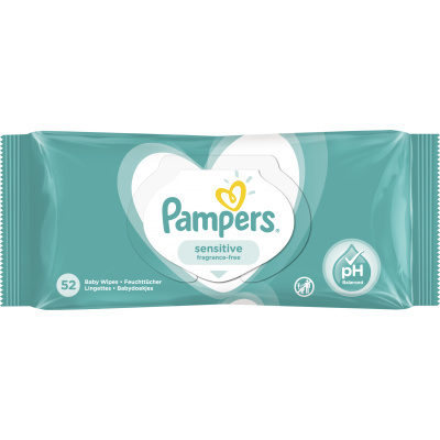 Ubrousky vlhčené Pampers 52ks Sensitive