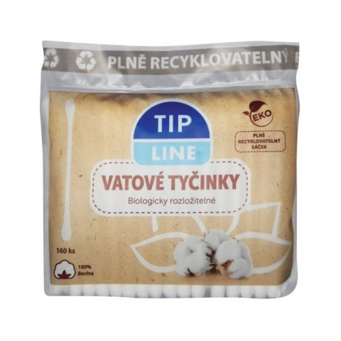 Vatové tyčinky Tip Line 160ks EKO sáček